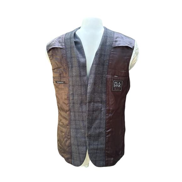 Jos A Bank Sport Coat Sz 42 Long Gray Windowpane Wool Silk Linen Single Breasted - Picture 10 of 15